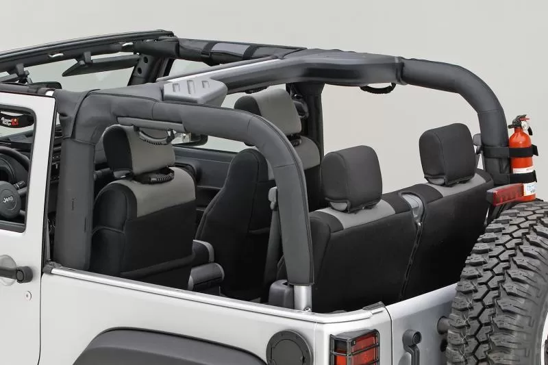 This black polyester roll bar cover from Rugged Ridge, 07-18 Jeep Wrangler JKs. Jeep Wrangler 2007-2018 - 13613.02