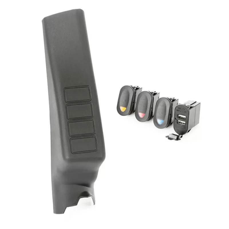 Rugged Ridge Switch Pod Kit, A-Pillar, 3 Switch, Dual USB Connector; 11-18 JK/JKU Jeep Wrangler 2011-2018 - 17235.98