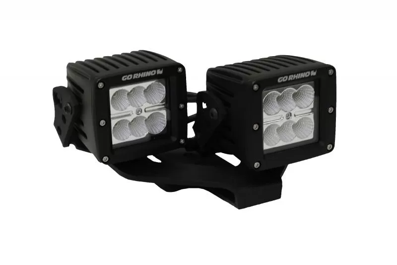 Go Rhino Jeep Wrangler Center Hood Mount for dual 3" LED cubes with offset mount Jeep - 732231T