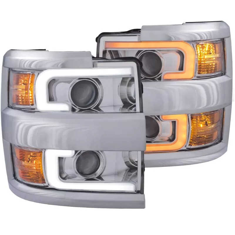 Anzo USA Projector Headlights w/Plank Style Switchback Chrome w/Amber (Chrome Rim) - 111366