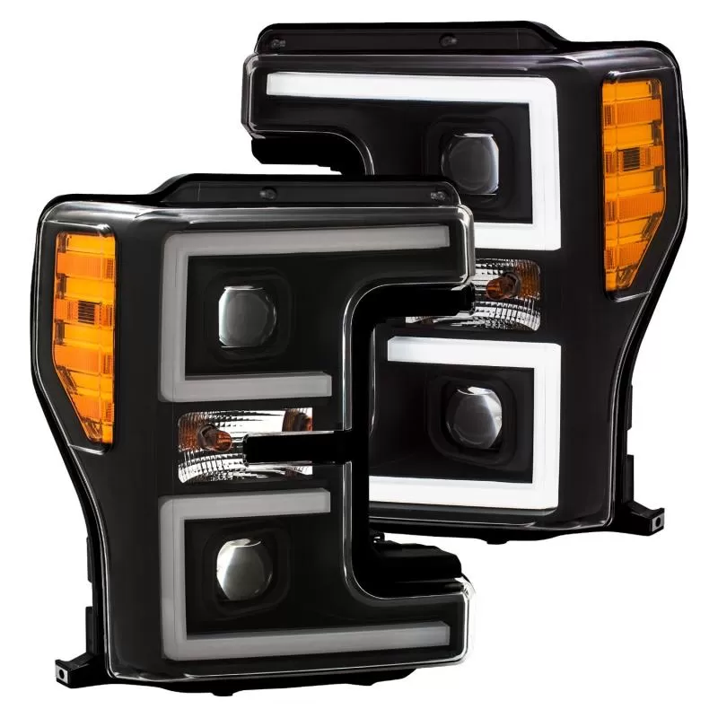 Anzo USA Projector Headlights w/Plank Style Switchback Black w/Amber - 111388