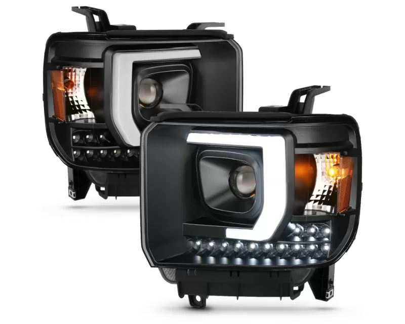 ANZO 2014-2015 Gmc Sierra 1500HD Projector Plank Style Headlight Black W/ Drl - 111450
