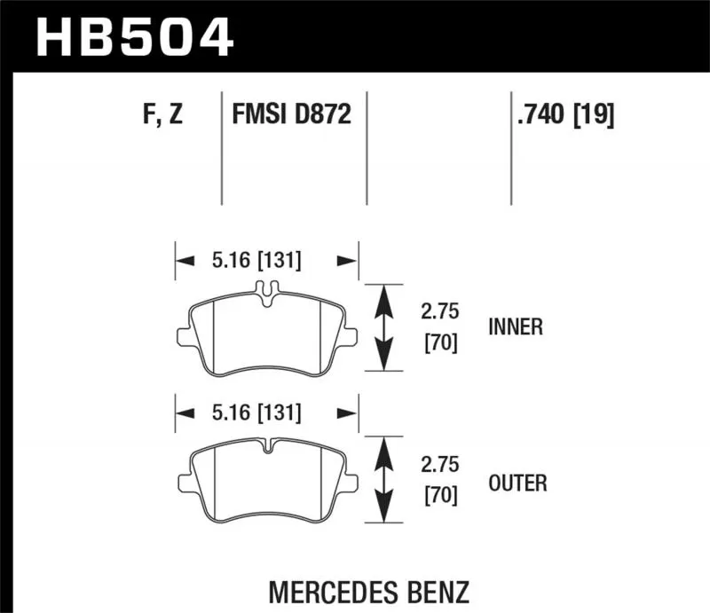 Hawk Performance Disc Brake Pad Front Mercedes Several Models CLEARANCE - HB504Z.740