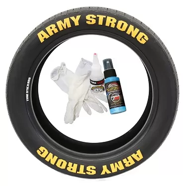 Tire Stickers Permanent Raised Rubber Lettering 'Army Strong' Logo - 8 of each -   17"-18" - 1.25"  - WHITE - ARMYSTNG-1718-125-4-W