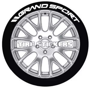 Tire Stickers Permanent Raised Rubber Lettering '// Grand Sport' Logo - 4 of each -  17"-18" - 1"  - YELLOW - GRNDSPRT-1718-1-4-Y