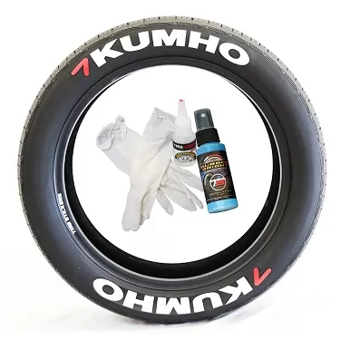Tire Stickers Permanent Raised Rubber Lettering 'Kumho' Logo - 4 of each -   14"-16" - 1.5" - RED - KUMHO-1416-125-4-R