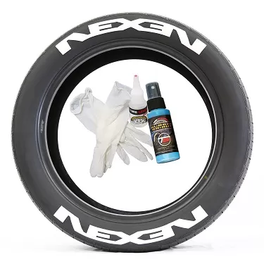 Tire Stickers Permanent Raised Rubber Lettering 'Nexen' Logo - 8 of each -  14-21" - 2"  - WHITE - NEXEN-2-8-PM-1