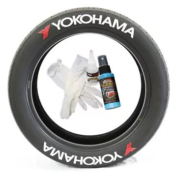Tire Stickers Permanent Raised Rubber Lettering 'Yokohama' with Red Logo - 8 of each -   19"-21" - 1.25"- WHITE - YOKOHAMA-1921-125-8-W
