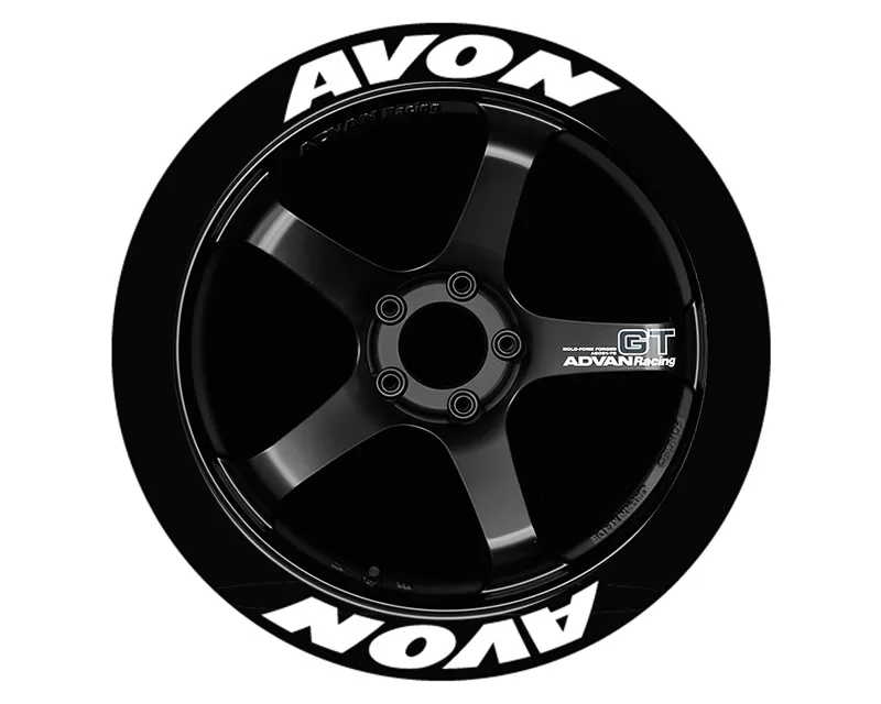 Tire Stickers Permanent Raised Rubber Lettering 'Avon' - 4 Of Each - 14"-16" - 1.25" - Yellow - AVO-1416-125-4-Y