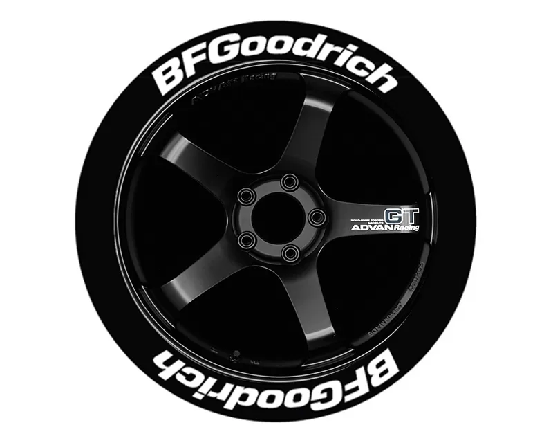 Tire Stickers Permanent Raised Rubber Lettering 'Bf Goodrich' - 8 Of Each - 17"-18" - 1.25" - Red - BFG-1718-125-8-R