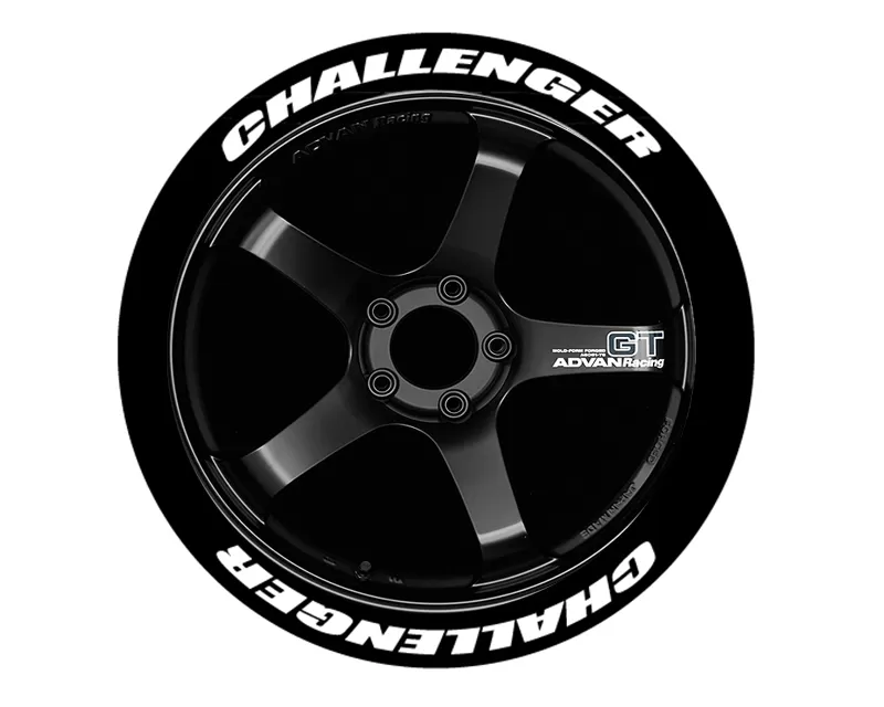 Tire Stickers Permanent Raised Rubber Lettering 'Challenger' - 8 Of Each - 14"-16" - 1.25" - White - CHALL-1416-125-4-W