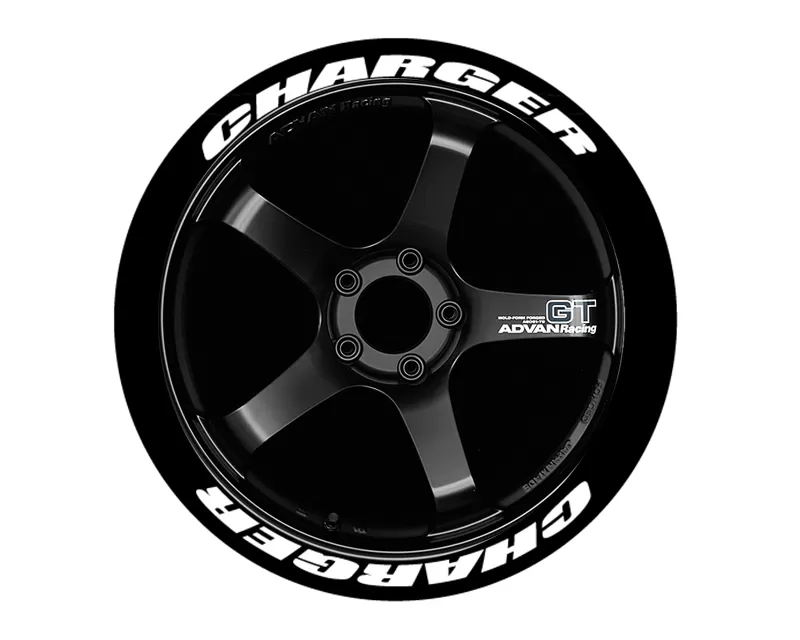 Tire Stickers Permanent Raised Rubber Lettering 'Charger' - 4 Of Each - 17"-18" - 1" - Yellow - CHARG-1718-1-4-Y