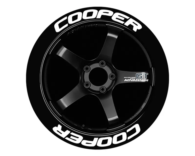 Tire Stickers Permanent Raised Rubber Lettering 'Cooper' - 8 Of Each - 19"-21" - .75" - Yellow - COOP-1921-75-4-Y