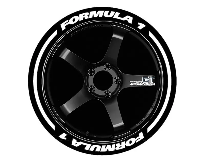Tire Stickers Permanent Raised Rubber Lettering 'F1' - 4 Of Each - 14"-16" - 1.25" - White - F1-1416-125-4-W