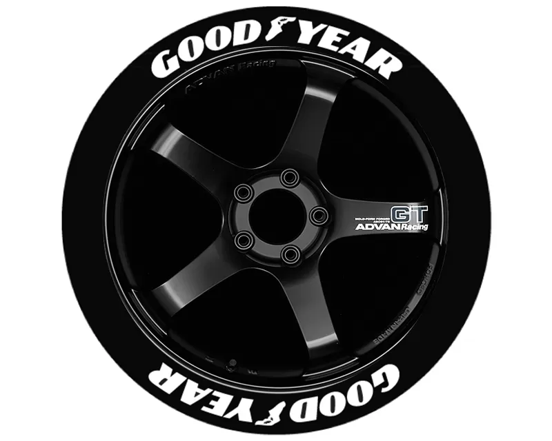 Tire Stickers Permanent Raised Rubber Lettering 'Good Year' Logo - 4 of each -  14"-16" - 1.25"  - WHITE - GDYR-1416-125-4-W