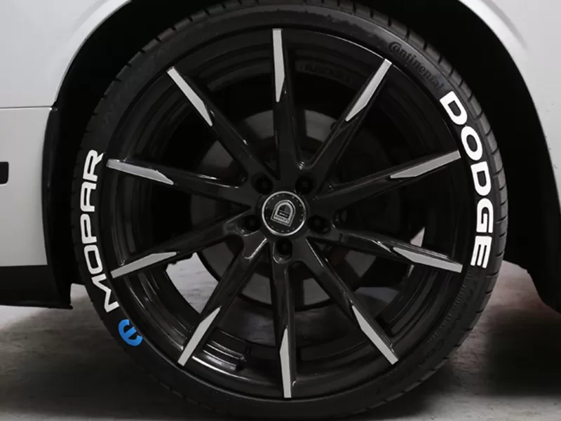 Tire Stickers Permanent Raised Rubber Lettering 'Mopar With Blue Logo - TS-MOPAR-BL-RR