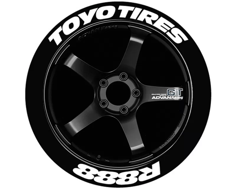 Tire Stickers 'Toyo Tires R888' Permanent Raised Rubber Lettering - TS-TOYOR888-RR