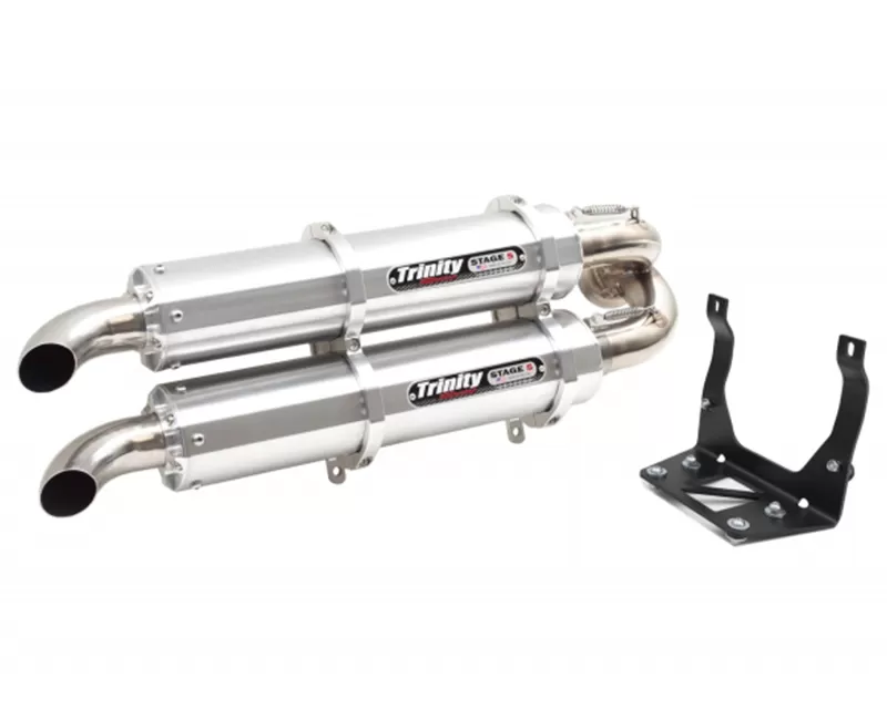Trinity Racing Stage 5 Dual Slip On Brushed Mufflers Can-Am Maverick 2017-2022 - TR-4160S