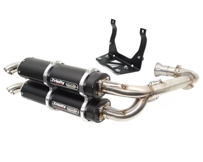 Trinity Racing Stage 5 Dual Full Exhaust System W/ Black Mufflers Can-Am Maverick 2017-2022 - TR-4161D-BK
