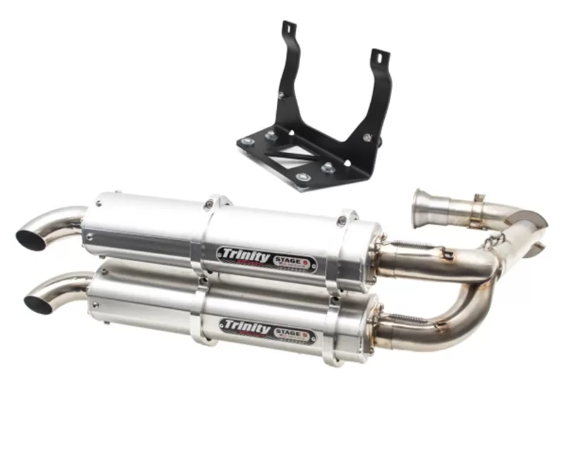 Trinity Racing Stage 5 Dual Full Exhaust System W/ Brushed Mufflers Can-Am Maverick 2017-2022 - TR-4161D