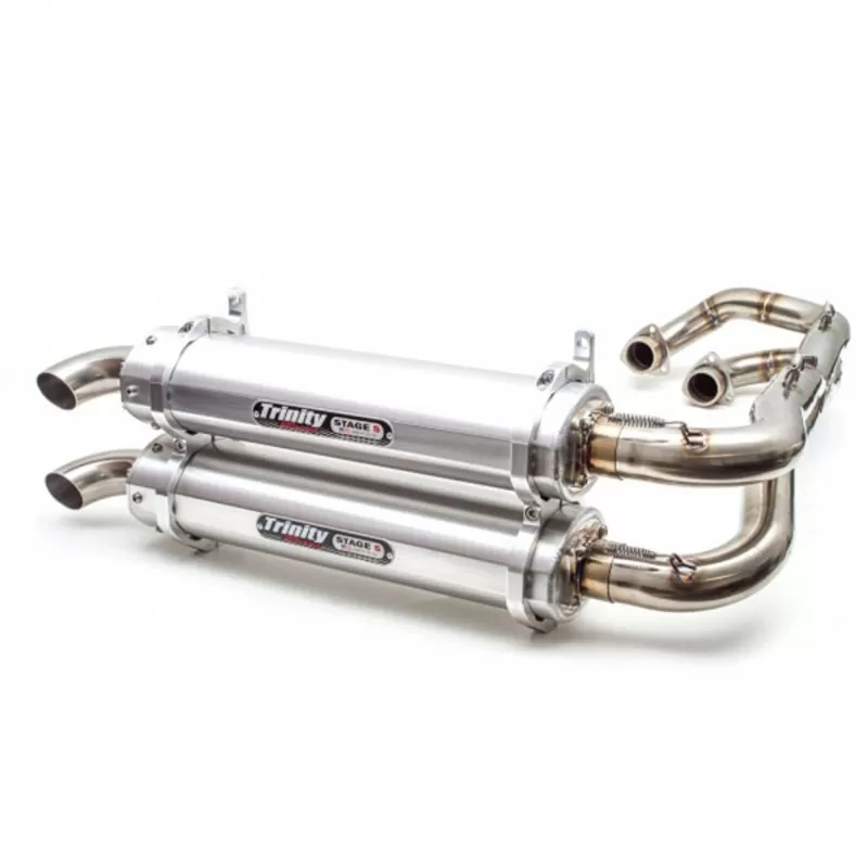 Trinity Racing Stage 5 Dual Full Exhaust System W/ Brushed Mufflers Polaris 2016-2020 - TR-4162D