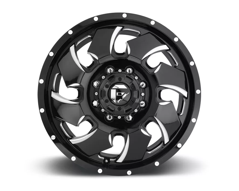 Fuel D574 Cleaver Dualie Front Black & Milled 1-Piece Cast Wheel 20x8.25 8x165.1 105mm - D57420828D