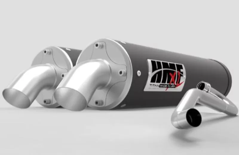 HMF Dual Full Turbo Back Titan Gun Metal Recessed Cap Loud Exhaust Polaris RZR PRO XP 2020 - 73575A638787