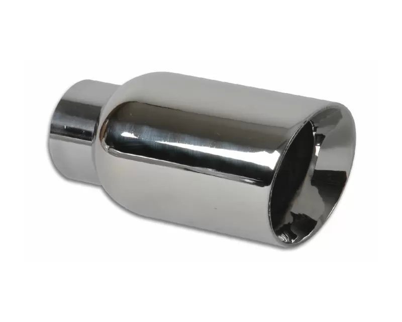 Vibrant Performance Polished 4" Round Beveled Double Walled Angle Cut Stainless Steel Exhaust Tip - 2.25" Inlet - 1207