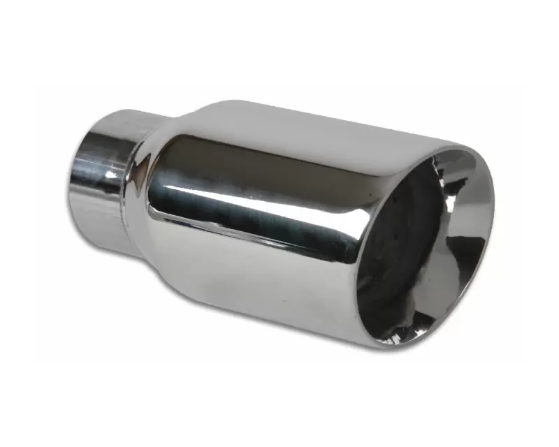 Vibrant Performance Polished 3" Round Beveled Double Walled Angle Cut Stainless Steel Exhaust Tip - 2" Inlet - 1209