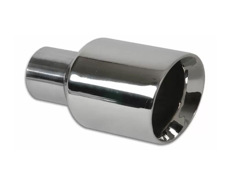 Vibrant Performance Polished 3.5" Round Beveled Double Walled Angle Cut Stainless Steel Exhaust Tip - 2.25" Inlet - 1226