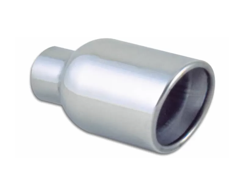 Vibrant Performance Polished 4" Round Rolled Double Walled Angle Cut Stainless Steel Exhaust Tip - 2.25" Inlet - 1303