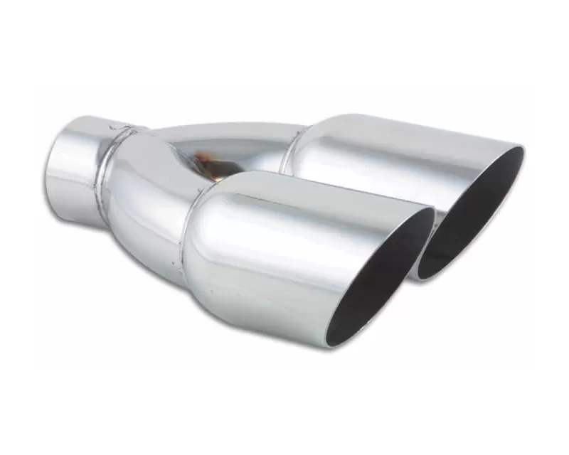Vibrant Performance Polished 3.5" Dual Round Single Walled Angle Cut Stainless Steel Exhaust Tips - 2.5" Inlet - 1333