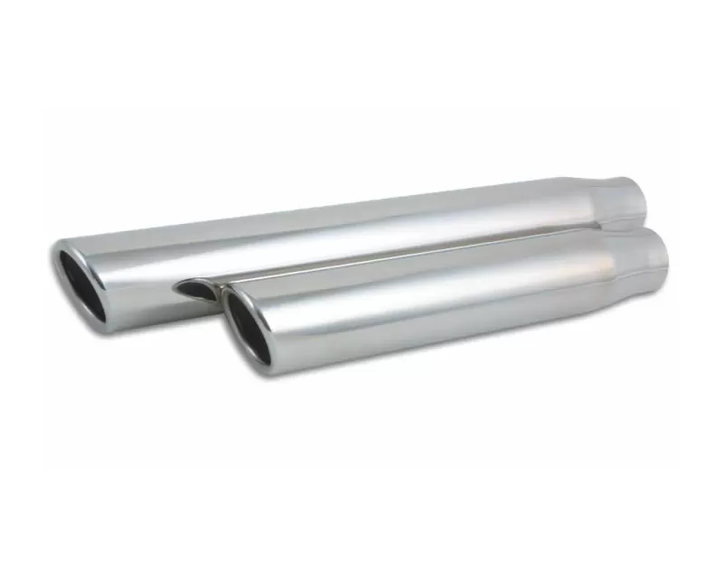 Vibrant Performance Polished 3" x 11" Round Rolled Single Walled Angle Cut Stainless Steel Bolt-On Exhaust Tip - 2.5" Inlet - 1575