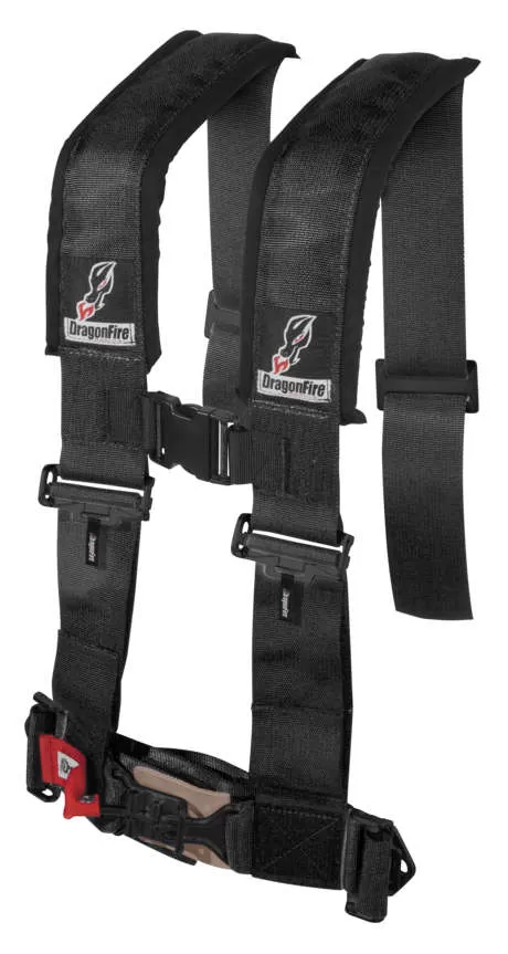 DragonFire H-Style 4-Point 3"Harness Black - 14-0041
