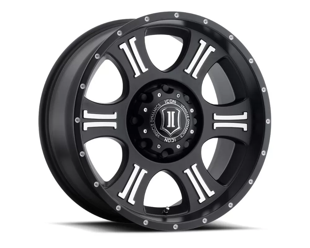 Icon Alloys Shield Wheels 20x9 8x6.5 19mm Black w/ Machined Logo - 1020908057MB