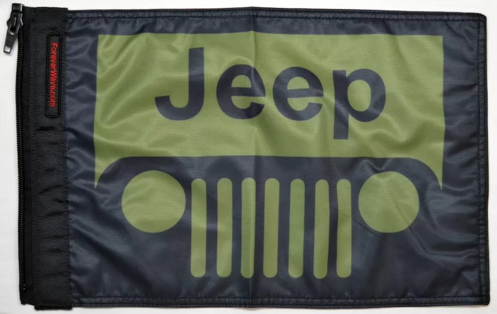 Forever Wave Jeep Grill OD Green Flag - 5451