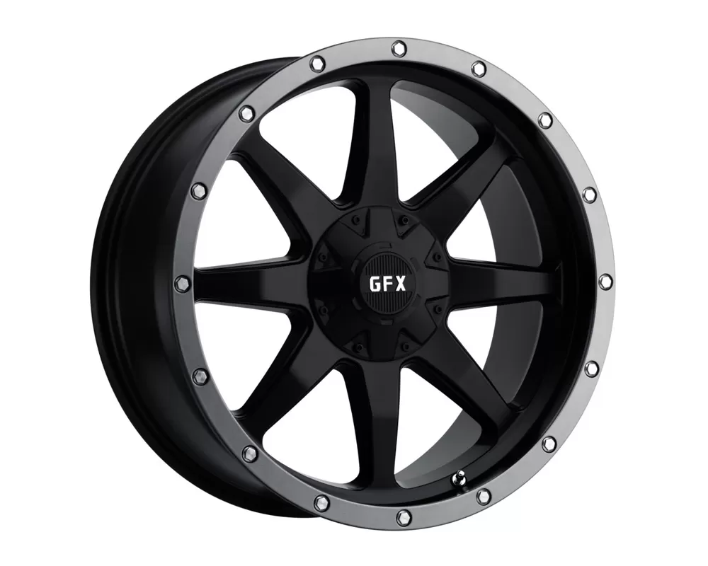 G-FX Wheels TR-14 Matte Black w/Grey Ring Wheel 17x8.5 5x114.3/127 18 - T14 785-5008-18 BG