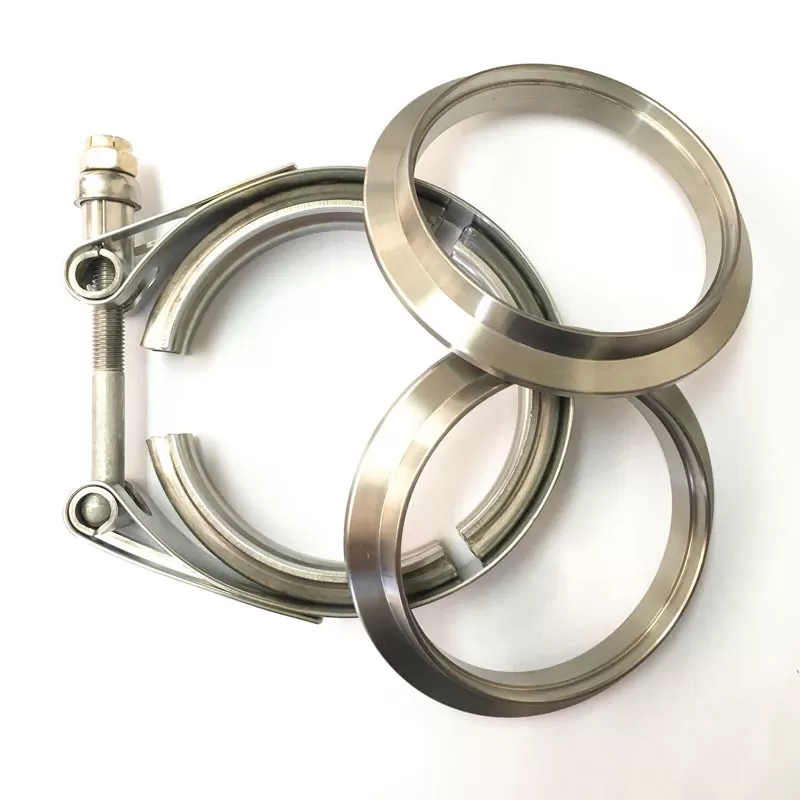 Ticon Industries 3" Titanium V-Band Clamp Assembly (2 Flanges & 1 Clamp) - 103-07610-0001