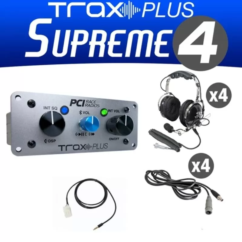 PCI Race Radios Trax Plus Supreme 4 Seat Bluetooth and DSP with Headsets On-Board Intercom - 2584