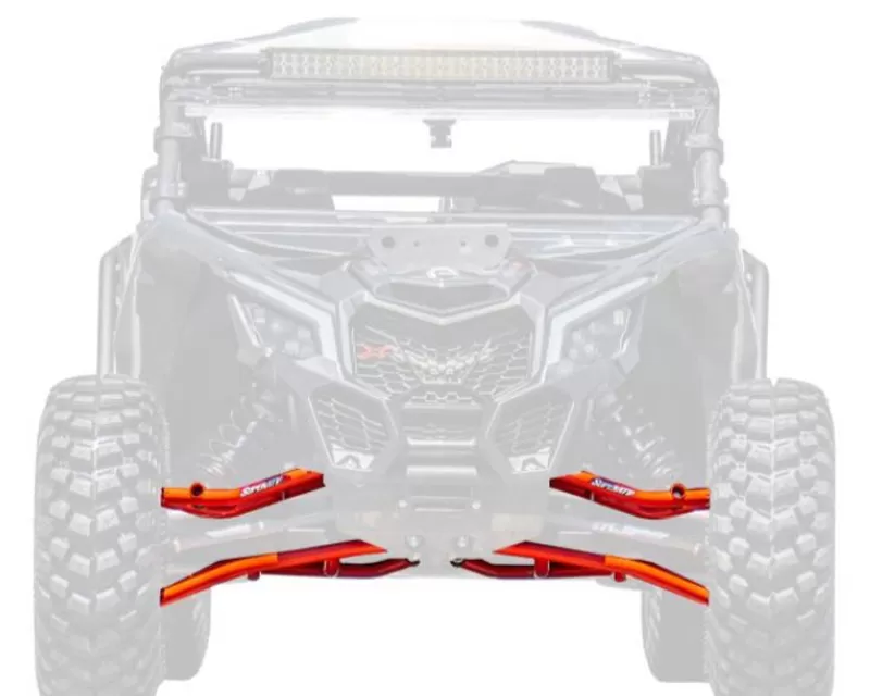 SuperATV High Clearance Front A Arms w/Heavy Duty Ball Joints Black 64 Inch Wide Can-Am Maverick X3 900 2018+ - AA-CA-X3-001-TU-BH-02