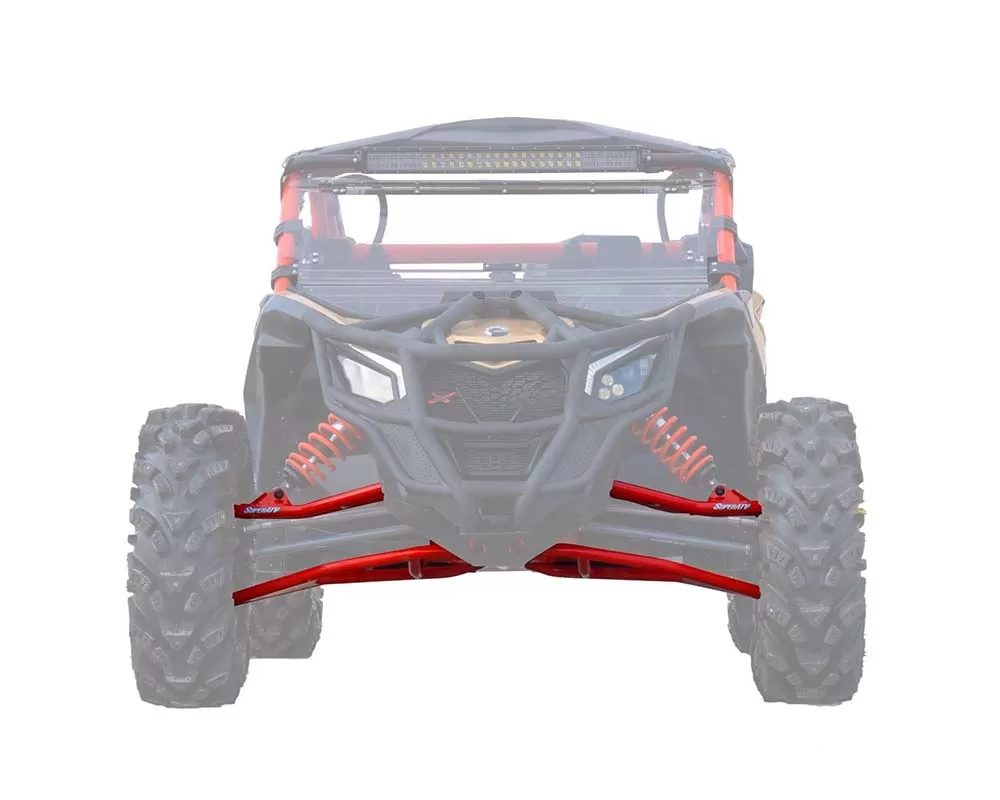 SuperATV Red 72" Wide High Clearance Front A-Arms Can-Am Maverick X3 2017+ - AA-CA-X3RS-002-HC-14