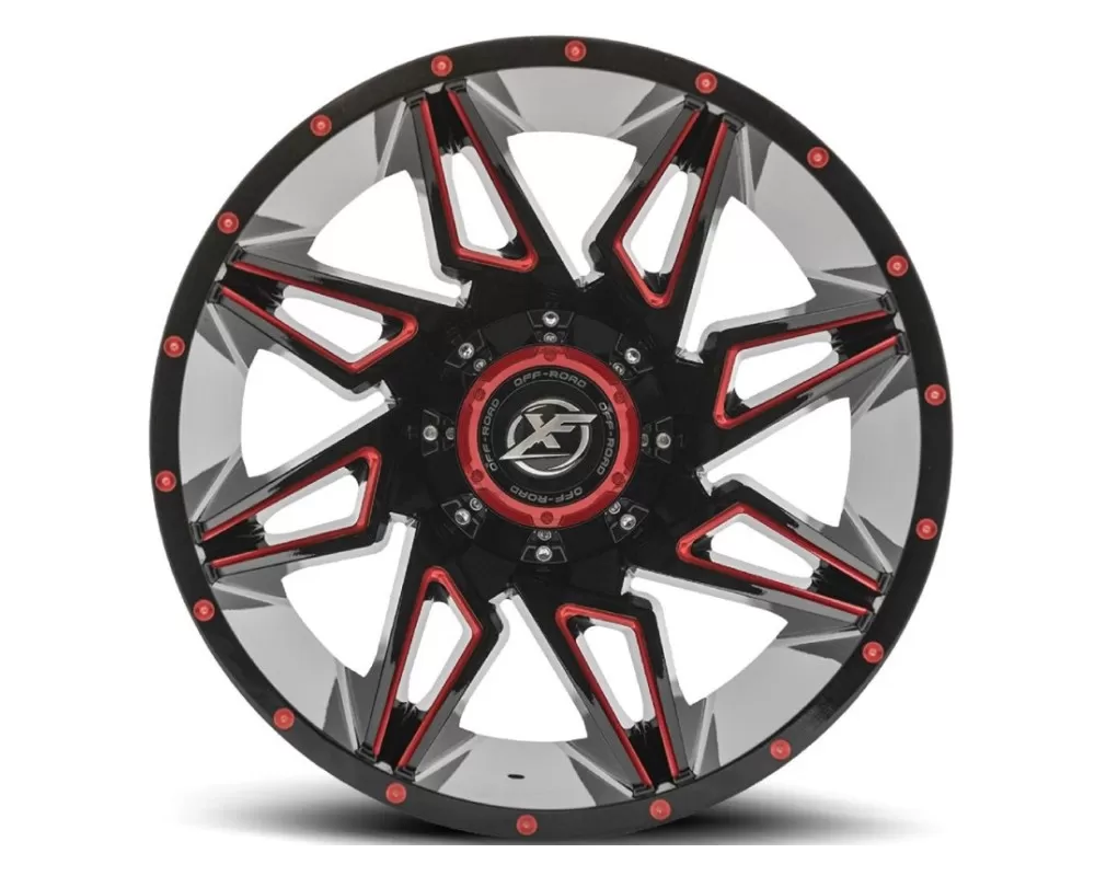 XF Off-Road  XF-218  Wheel 20x9 8x165.1|8x170 12mm Gloss Black w/ Red Milling - XF-218209081651170+12GBMLR