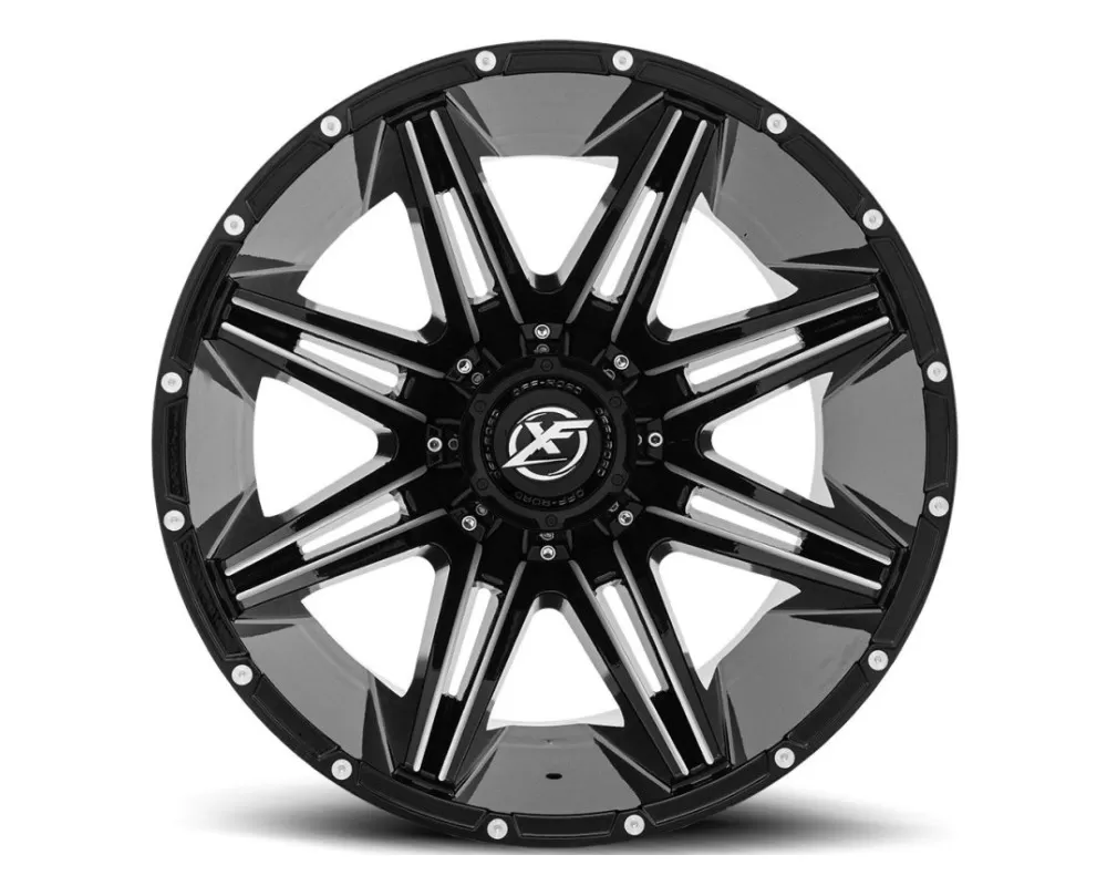 XF Off-Road XF-220 Wheel 20x9 8x165.1|8x180 12mm Gloss Black Milled - XF-220209081651180+12GBML