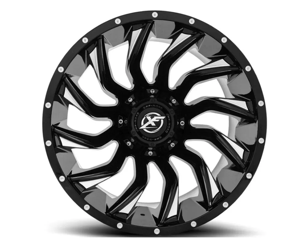 XF Off-Road XF-224 Wheel 28x14 8x165.1|8x170 -76mm Gloss Black Milled - XF-224281481651170-76GBML