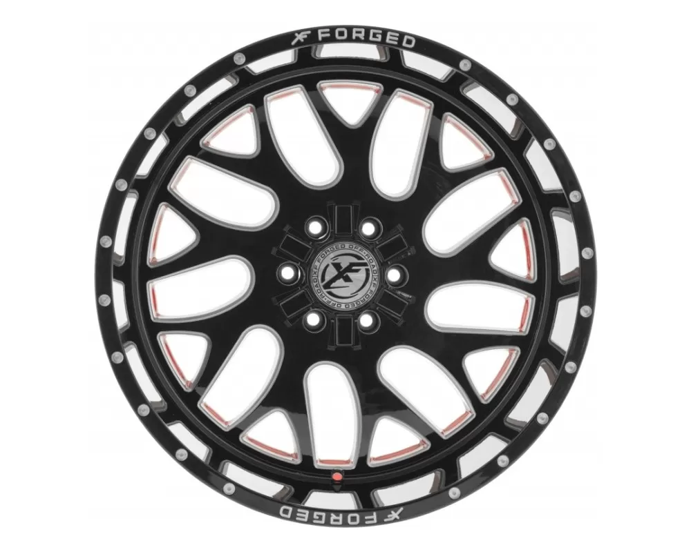 XF Off-Road XFX-301 Wheel 24x14 8x165.1|8x170 -76mm Gloss Black Milled w/ Red Inner - XFX-301241481651170-76GBMR