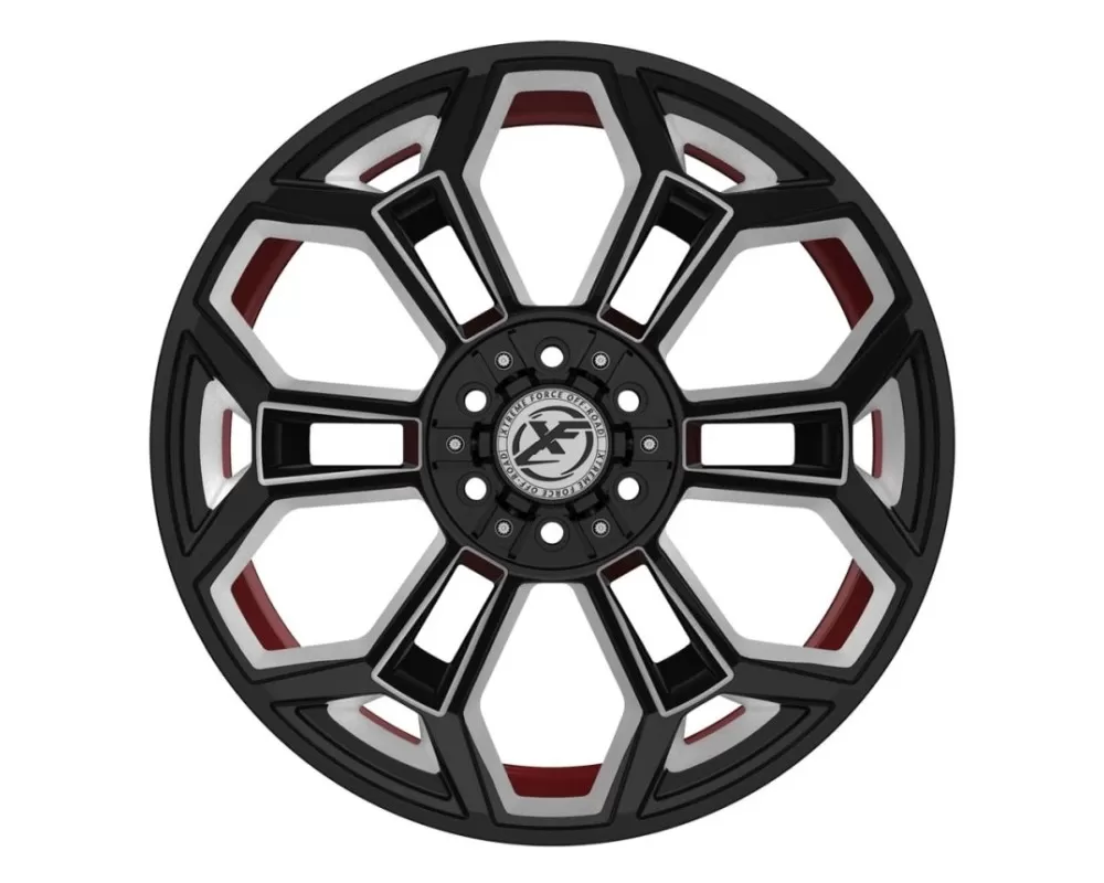 XF Off-Road XFX-308 Wheel 26x14 8x170|8x180 -76mm Gloss Black Milled w/ Red Inner - XFX-30826148180170-76GBMR