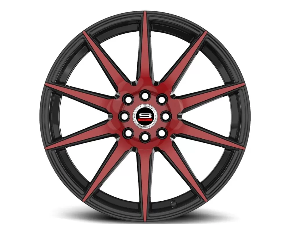 Spec-1 SP-51 Wheel Racing Series 18x8 4x100 | 4x114.3 38mm Gloss Black Milled Red Face - SP-511880938GBR