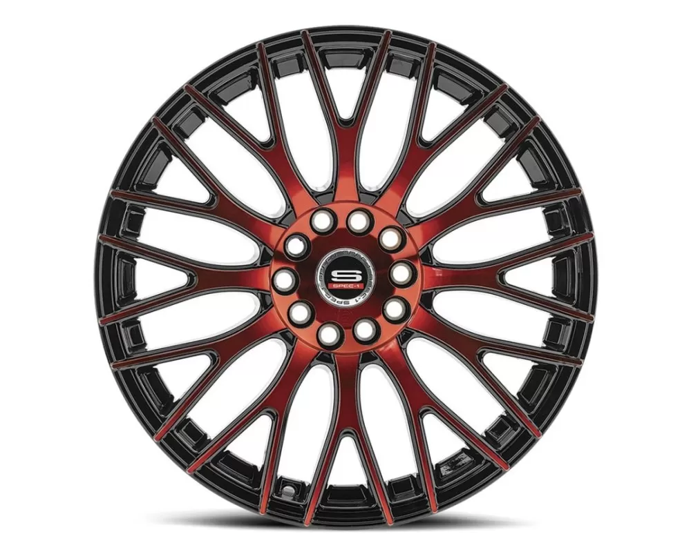 Spec-1 SP-55 Wheel Racing Series 18x8 4x100 | 4x114.3 38mm Gloss Black Milled Red Face - SP-551880938GBR