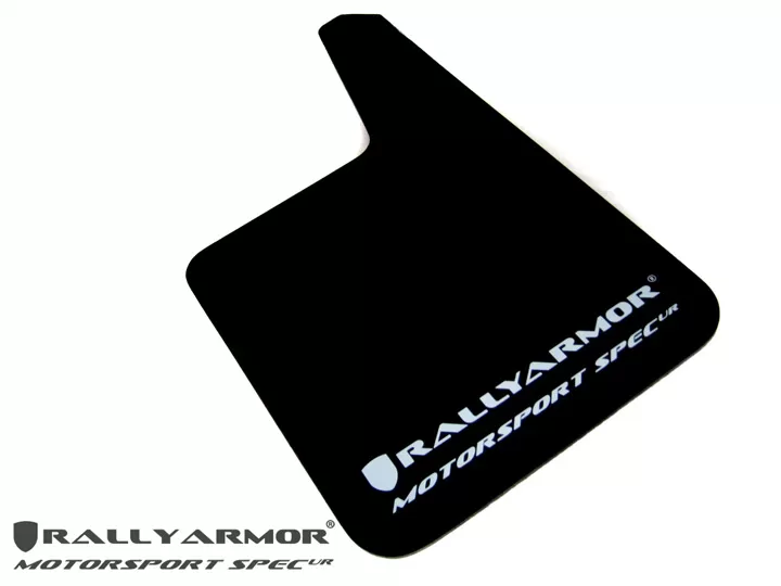 Rally Armor Universal Mspec Mud Flap Set Black w/White Logo - MF20-MSUR-BK/WH