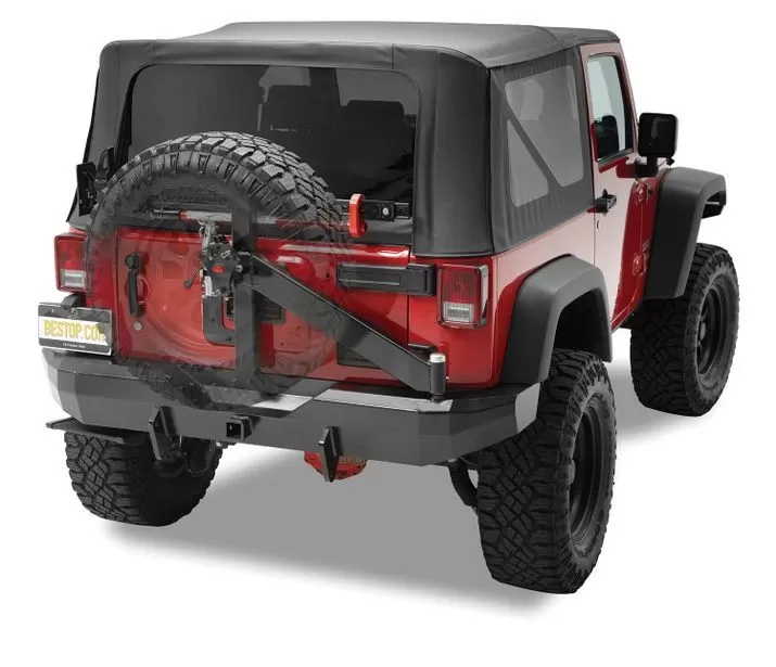 Bestop Satin Black HighRock 4x4 Rear Bumper w/ Tire Carrier Jeep Wrangler 2007-2018 - 42934-01